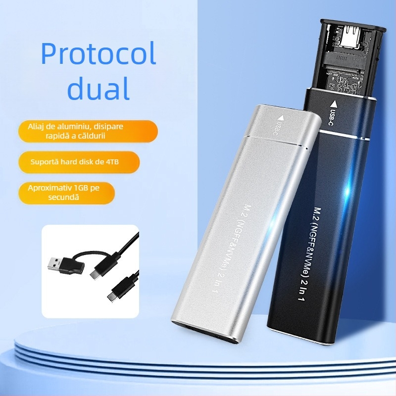 Hard disk extern M.2 USB 3.1 10g, cutie pentru hard disk extern M2, protocol dual, Ngff, Nvme, pentru notebook