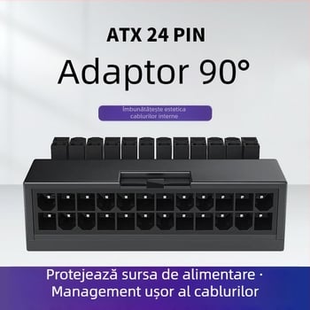 Adaptor de alimentare ATX 24P pentru computer desktop, cap de direcție 24P, placă de bază pentru computer, cap de direcție cu 24 de pini, emițător de lumină