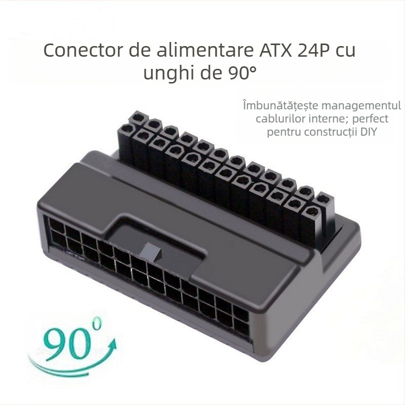 Adaptor de alimentare ATX 24P pentru computer desktop, cap de direcție 24P, placă de bază pentru computer, cap de direcție cu 24 de pini, emițător de lumină