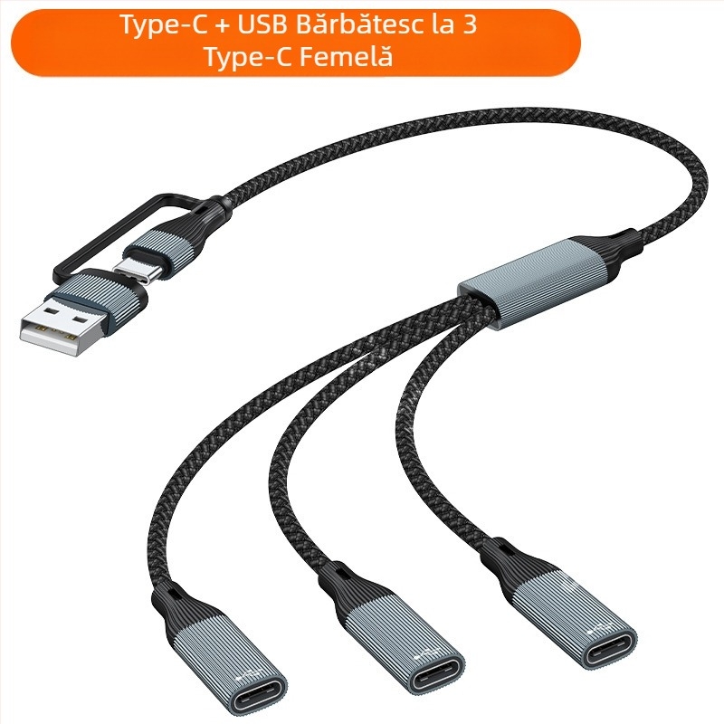 Adaptor de încărcare Star Rail USB Revolution 1-3 tip C mamă, splitter de transmisie, doc de expansiune OTG pentru computer