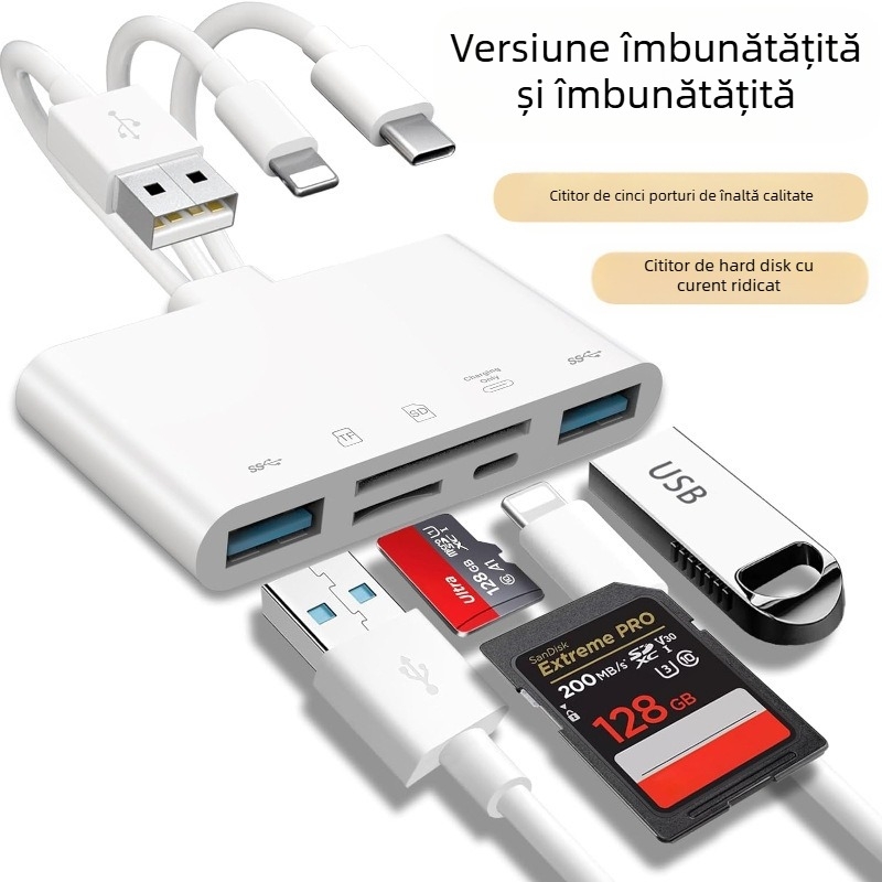 Cititor de carduri TF multifuncțional pentru cititor de carduri de hard disk Apple TYPE-C/SD/MS/XD/CF/USB/USB-C