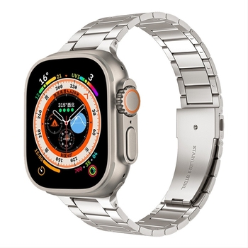 Potrivit pentru Apple Watch 9ultra, curea din oțel inoxidabil cu trei mărgele, curea din oțel inoxidabil Apple Watch 8