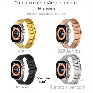 Potrivit pentru Apple Watch 9ultra, curea din oțel inoxidabil cu trei mărgele, curea din oțel inoxidabil Apple Watch 8