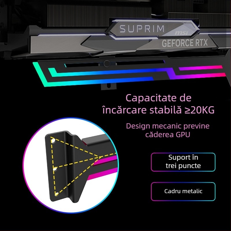 Suport pentru placă grafică 4090 ARGB Shengguang, mufă sincronă pentru placă grafică, montare verticală, suport pentru placă grafică desktop 3060