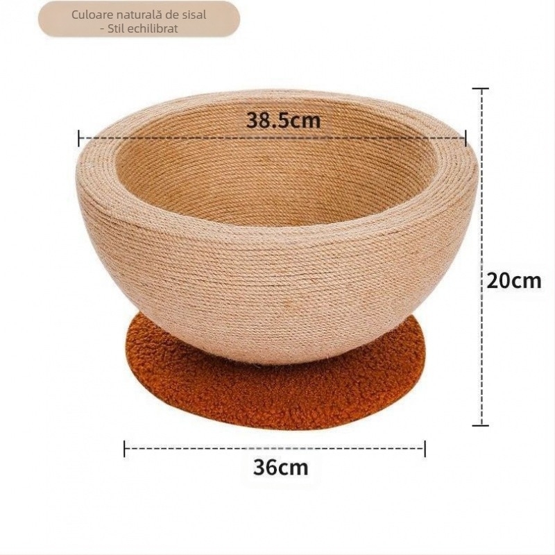 Zgârietoare și cuib pentru pisici din sisal, jucărie extra mare multifuncțională pentru pisici, rezistentă la zgârieturi și nu lasă firimituri. Bazinul pentru cuib este fabricat din frânghie de cânepă și nu poate fi zgâriat.