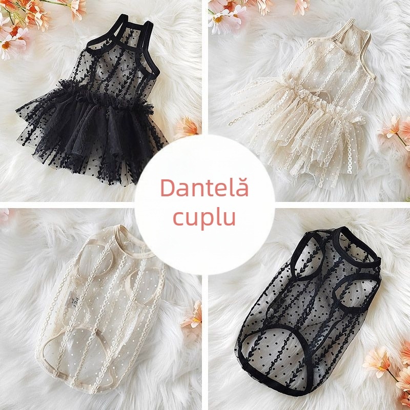 Haine de câine de vară pentru cupluri, cățeluș, primăvară și vară, subțire, Teddy, pisică Pomeranian, câini de mărime mică, fustă cu bretele pentru animale de companie