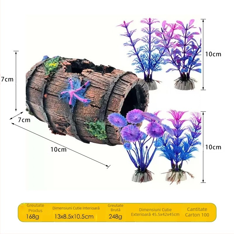 Acvariu rezervor de pești decorare pachet coral insula scoică găleată stâncă rășină artificială iarbă apă Coral Mountain