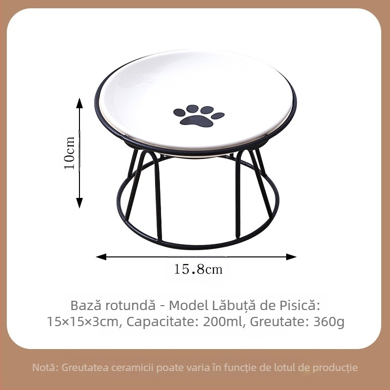 Bol pentru animale de companie cu gheare de pisică, cu os de pește, cu suport pentru boluri, casnice pentru pisici, pentru câini, bol ceramic pentru băut, ustensile pentru hrană pentru pisici și câini cu suport