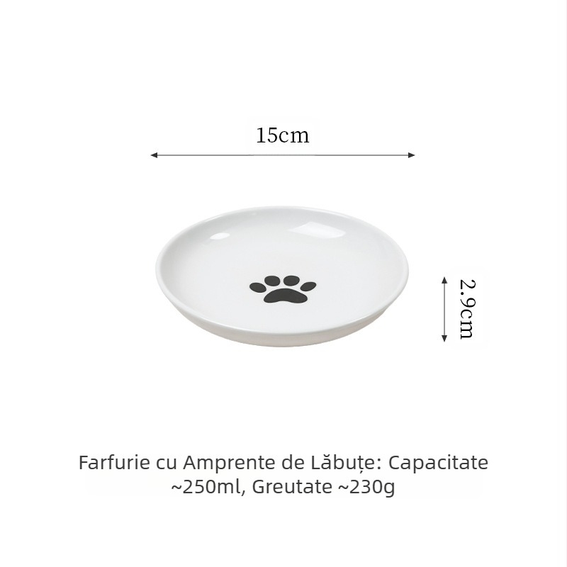 Bol pentru animale de companie cu gheare de pisică, cu os de pește, cu suport pentru boluri, casnice pentru pisici, pentru câini, bol ceramic pentru băut, ustensile pentru hrană pentru pisici și câini cu suport