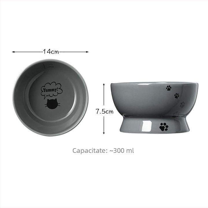 Bol de băut pentru animale de companie, en-gros transfrontalier, bol anti-șoc pentru hrană pentru pisici, bol ceramic oblic pentru pisici, cu picior înalt, protecție pentru gâtul câinilor