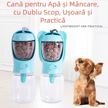Cană de băut cu dublă utilizare pentru câini, cană de băut pentru animale de companie, cană de hrană pentru animale de companie, 2 în 1, portabil, pentru pisici, bol de băut cu apă în aer liber