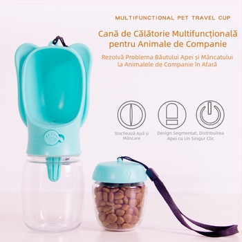 Cană de băut cu dublă utilizare pentru câini, cană de băut pentru animale de companie, cană de hrană pentru animale de companie, 2 în 1, portabil, pentru pisici, bol de băut cu apă în aer liber