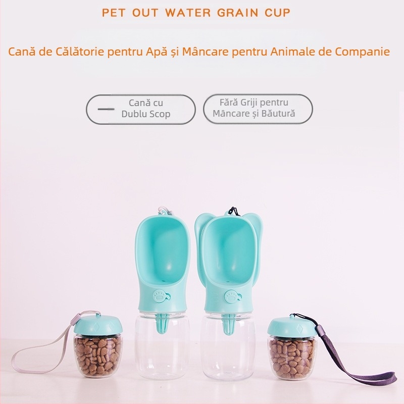 Cană de băut cu dublă utilizare pentru câini, cană de băut pentru animale de companie, cană de hrană pentru animale de companie, 2 în 1, portabil, pentru pisici, bol de băut cu apă în aer liber