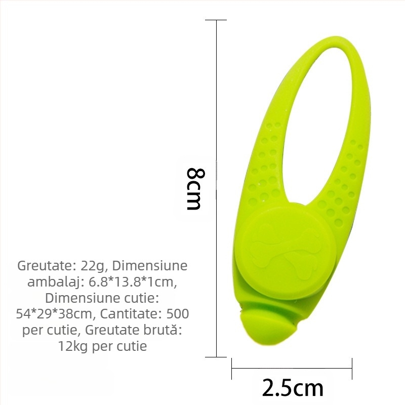 Pandantiv pentru animale de companie, pandantiv luminos cu LED din silicon pentru câini, etichetă pentru câini și pisici, accesorii anti-pierdere și anti-pierdere pentru animale de companie la ieșiri