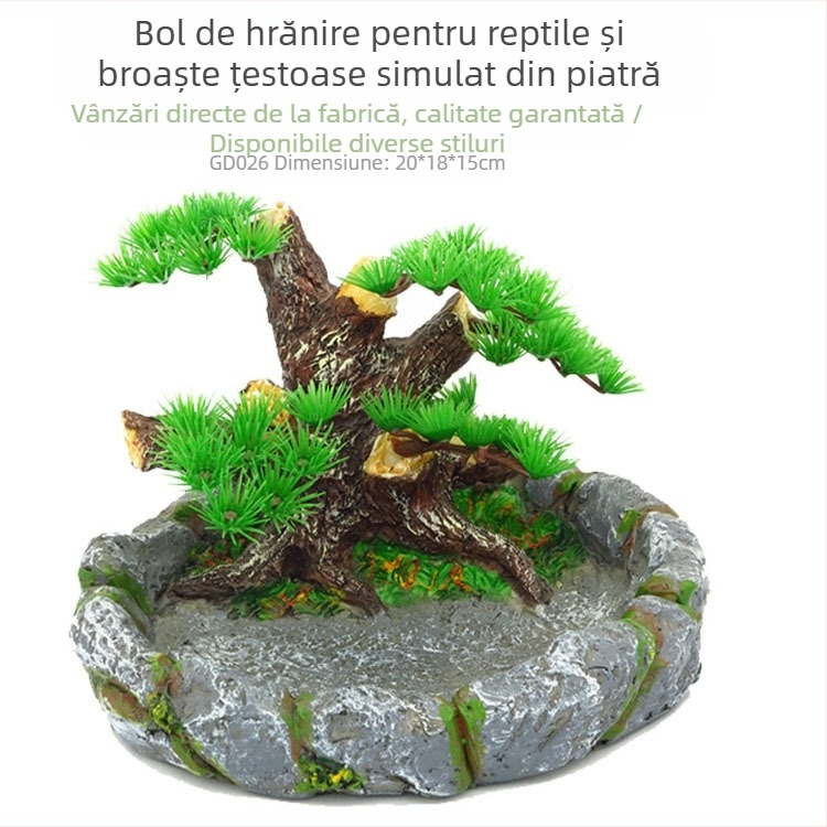 Vânzări directe din fabrică, acvariu, decorare de acvariu, simulate, rășină flocată, bazin de apă, broaște țestoase, alpinism, farfurie de hrănire pentru animale de companie, flocată, farfurie pentru broaște țestoase