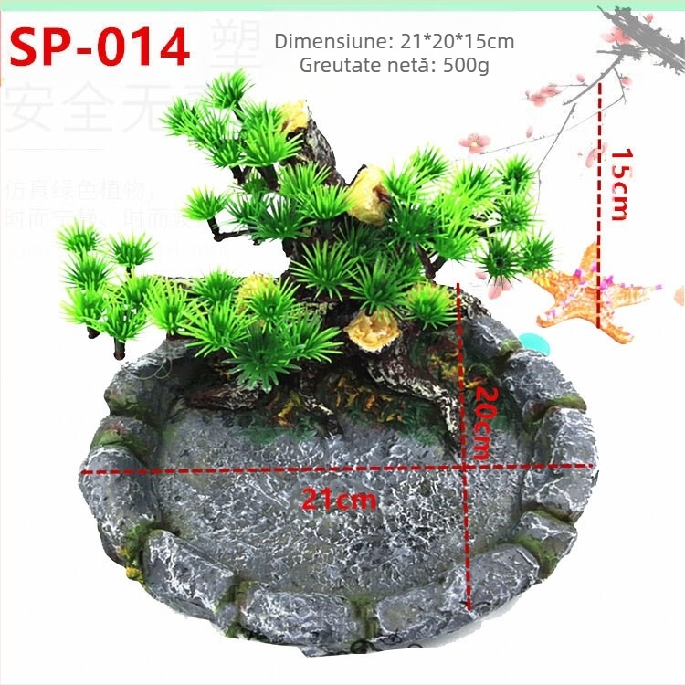 Vânzări directe din fabrică, acvariu, decorare de acvariu, simulate, rășină flocată, bazin de apă, broaște țestoase, alpinism, farfurie de hrănire pentru animale de companie, flocată, farfurie pentru broaște țestoase
