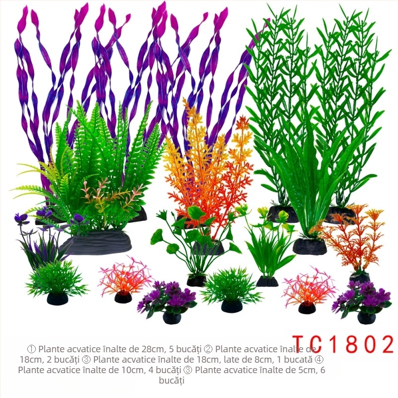 Set complet de amenajare a teritoriului pentru acvarii, simulare, iarbă de apă, costum de decorare pentru acvarii, plastic, alge marine artificiale, pachet leneș en-gros