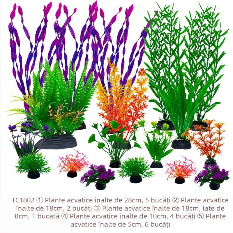 Set complet de amenajare a teritoriului pentru acvarii, simulare, iarbă de apă, costum de decorare pentru acvarii, plastic, alge marine artificiale, pachet leneș en-gros