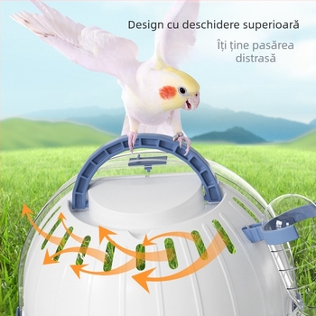 Papagal ieșind colivie portabilă colivie tigru piele bujor pasăre rucsac de călătorie cu colivie rotundă consumabile pentru păsări