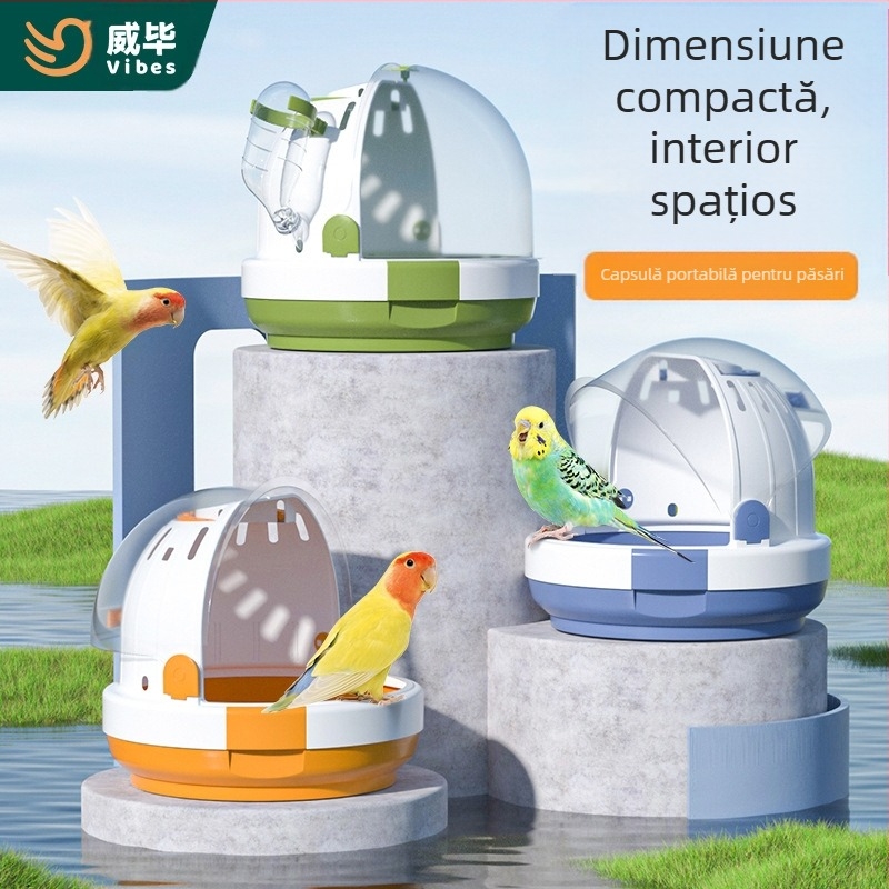 Papagal ieșind colivie portabilă colivie tigru piele bujor pasăre rucsac de călătorie cu colivie rotundă consumabile pentru păsări