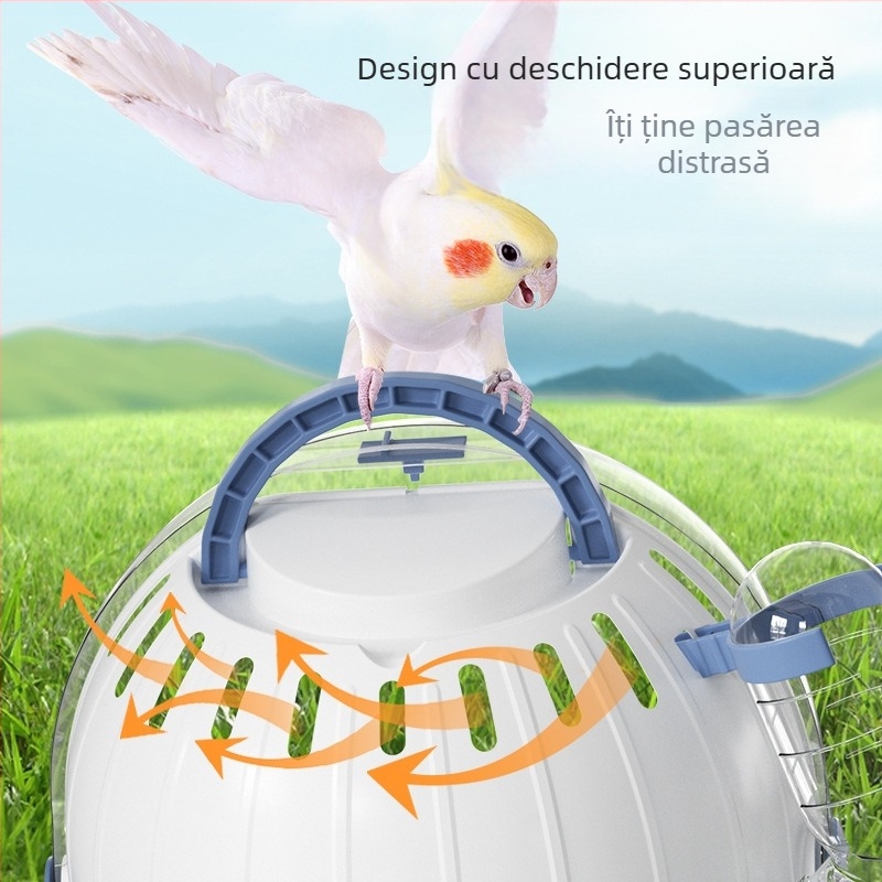 Papagal ieșind colivie portabilă colivie tigru piele bujor pasăre rucsac de călătorie cu colivie rotundă consumabile pentru păsări