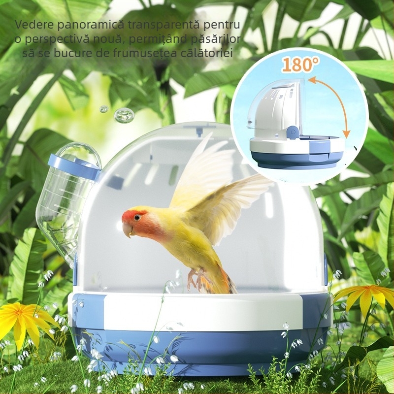 Papagal ieșind colivie portabilă colivie tigru piele bujor pasăre rucsac de călătorie cu colivie rotundă consumabile pentru păsări