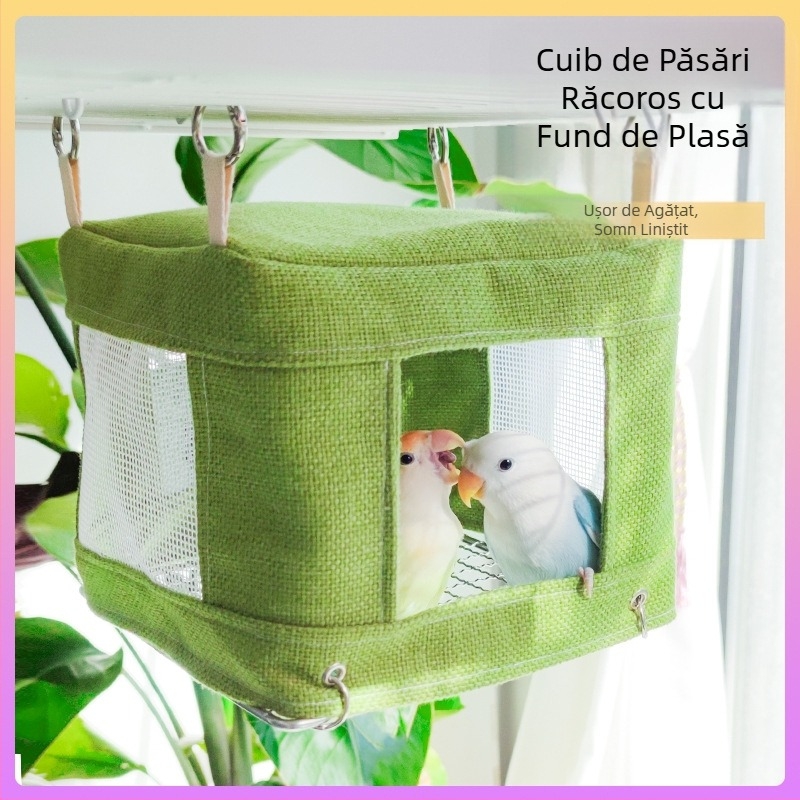 Papagal din oțel inoxidabil plasă de jos casă răcoroasă vară cuib de pasăre agățat cuib de pasăre respirabil plasă de jos cuib cort de dormit pasăre jucărie