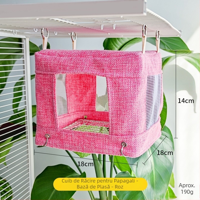 Papagal din oțel inoxidabil plasă de jos casă răcoroasă vară cuib de pasăre agățat cuib de pasăre respirabil plasă de jos cuib cort de dormit pasăre jucărie