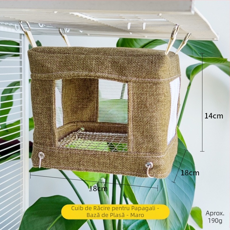 Papagal din oțel inoxidabil plasă de jos casă răcoroasă vară cuib de pasăre agățat cuib de pasăre respirabil plasă de jos cuib cort de dormit pasăre jucărie