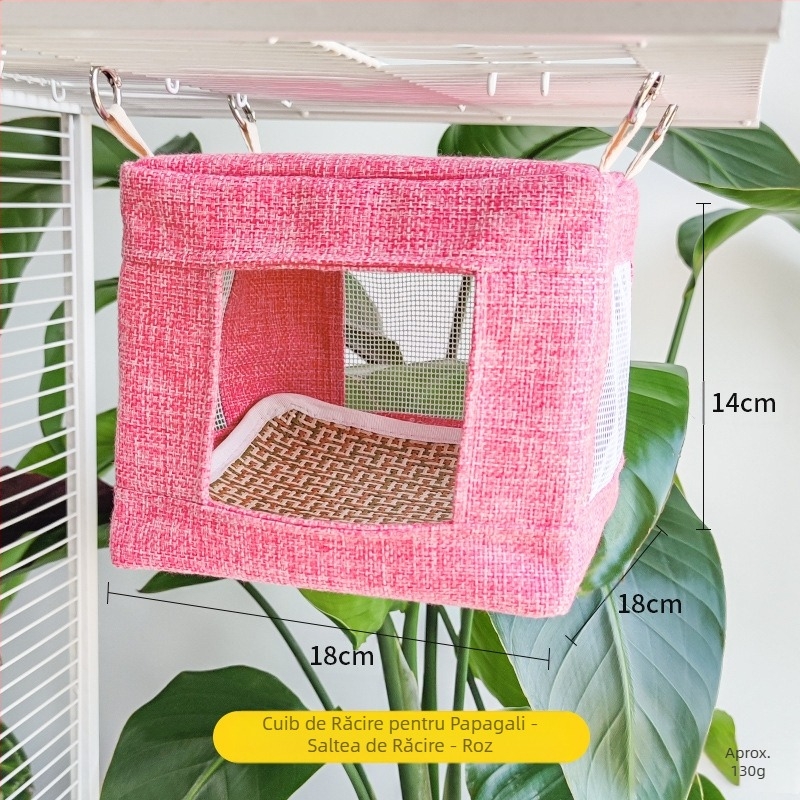 Papagal din oțel inoxidabil plasă de jos casă răcoroasă vară cuib de pasăre agățat cuib de pasăre respirabil plasă de jos cuib cort de dormit pasăre jucărie