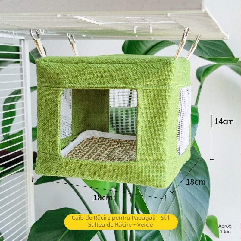 Papagal din oțel inoxidabil plasă de jos casă răcoroasă vară cuib de pasăre agățat cuib de pasăre respirabil plasă de jos cuib cort de dormit pasăre jucărie