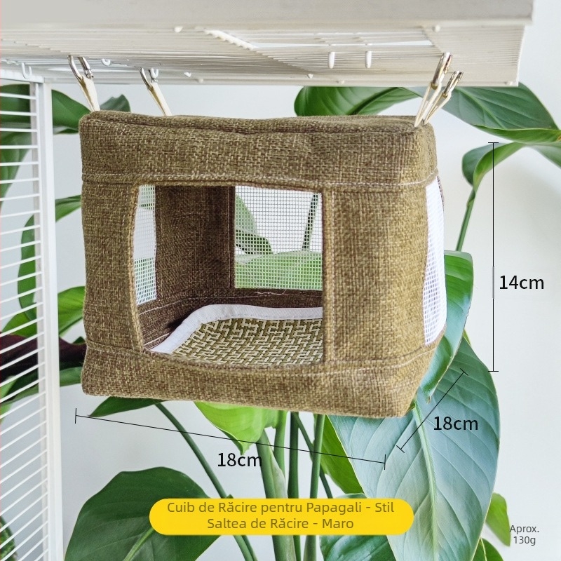 Papagal din oțel inoxidabil plasă de jos casă răcoroasă vară cuib de pasăre agățat cuib de pasăre respirabil plasă de jos cuib cort de dormit pasăre jucărie