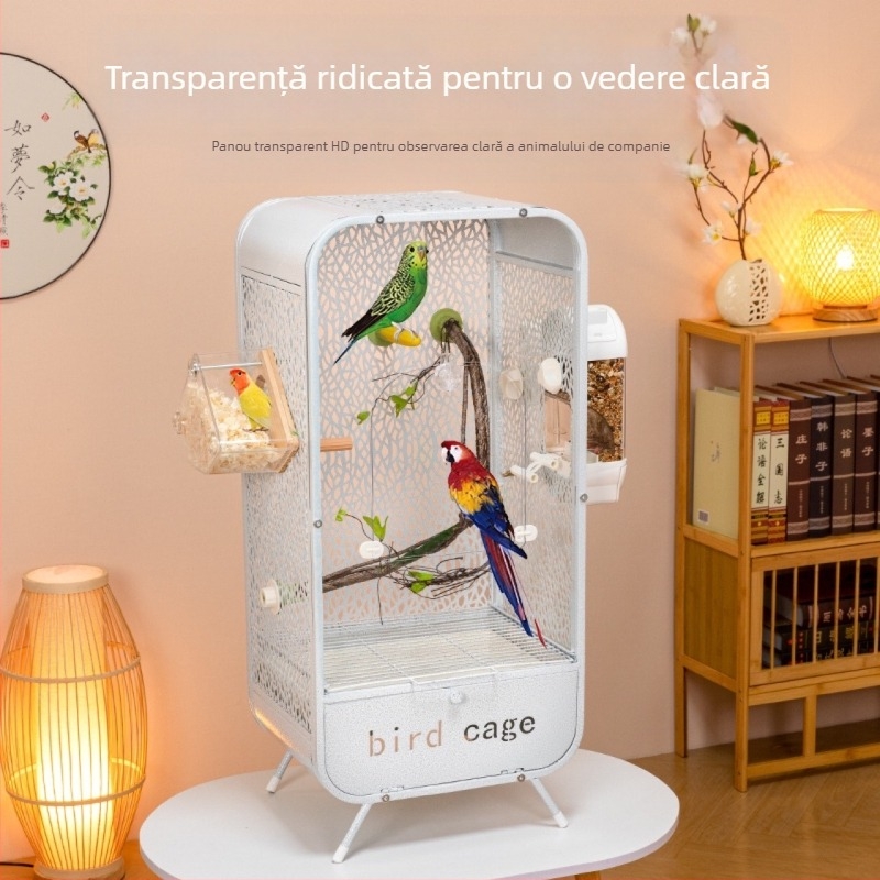 Noua colivie transparentă pentru papagal, colivie panoramică din acril, rezistentă la stropire, ornamentală pentru vilă, casă, colivie pentru păsări, cu ridicata