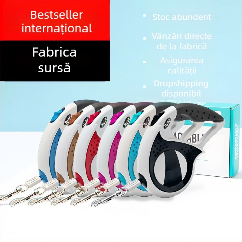 Lesă pentru câini din stoc, lesă retractabilă automată, lanț pentru câini de talie medie și mare, lesă anti-pierdere