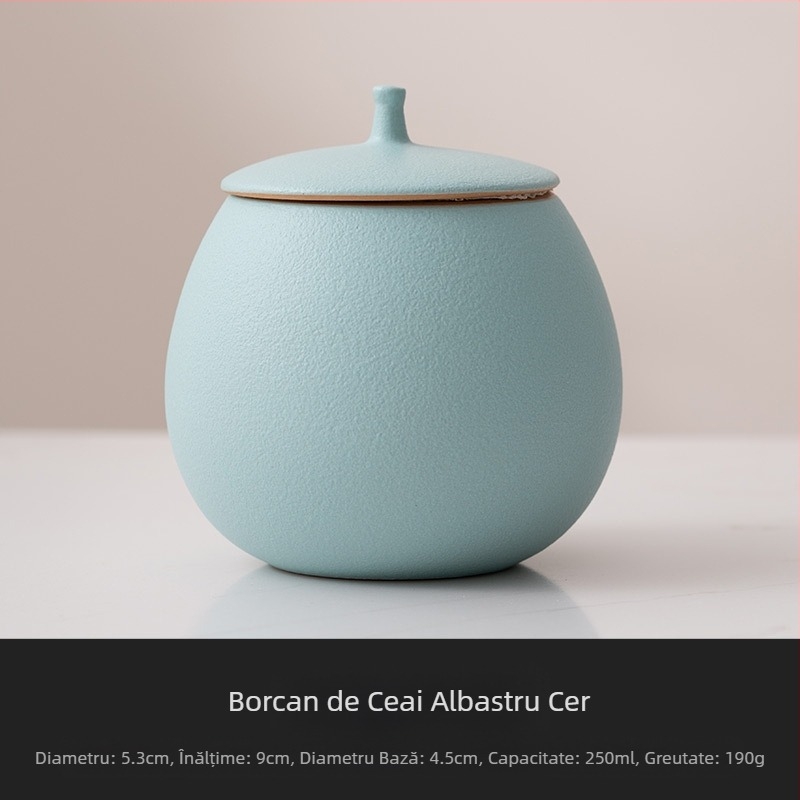Bej ceramică ceai cutie goală cutie mică sigilată uz casnic ceai negru Pu'Er Longjing ceai cutie de depozitare rezistent la umiditate cutie de depozitare