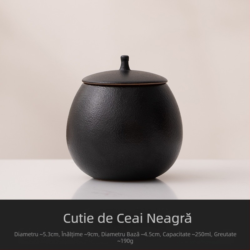 Bej ceramică ceai cutie goală cutie mică sigilată uz casnic ceai negru Pu'Er Longjing ceai cutie de depozitare rezistent la umiditate cutie de depozitare