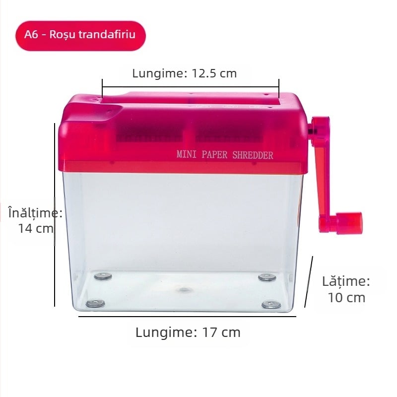 Distrugător manual A4 mare pentru acasă, cu manivelă, silențios, portabil, pentru birou, pentru birou mic, distrugător de documente, benzi de confidențialitate
