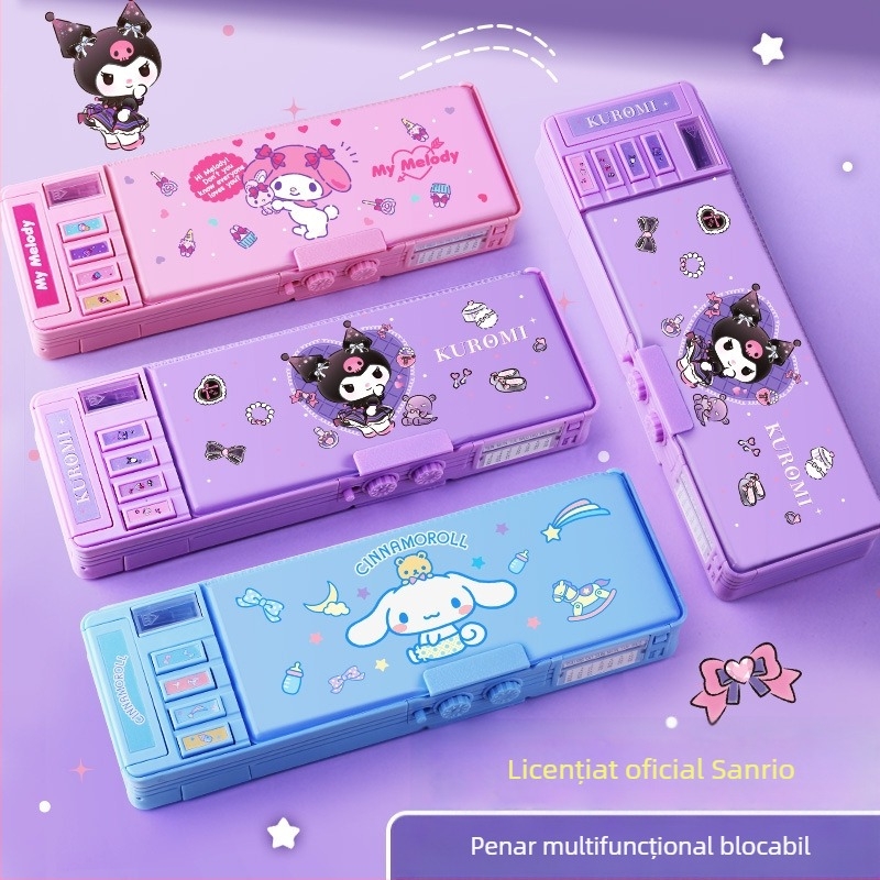 Nu cumpărați pentru comerț electronic intern】Cutie de papetărie multifuncțională, penar original Sanrio pentru fete cu lacăt cu combinație și mecanism