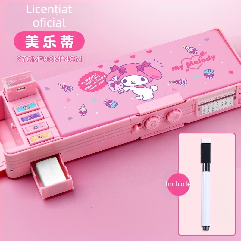 Nu cumpărați pentru comerț electronic intern】Cutie de papetărie multifuncțională, penar original Sanrio pentru fete cu lacăt cu combinație și mecanism