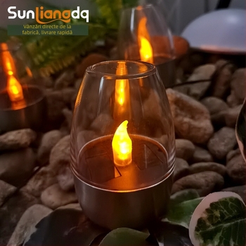 Lumină solară transfrontalieră pentru curte exterioară, cu LED-uri din oțel inoxidabil, lumânare, lumină de noapte pentru peluză și terasă, Halloween