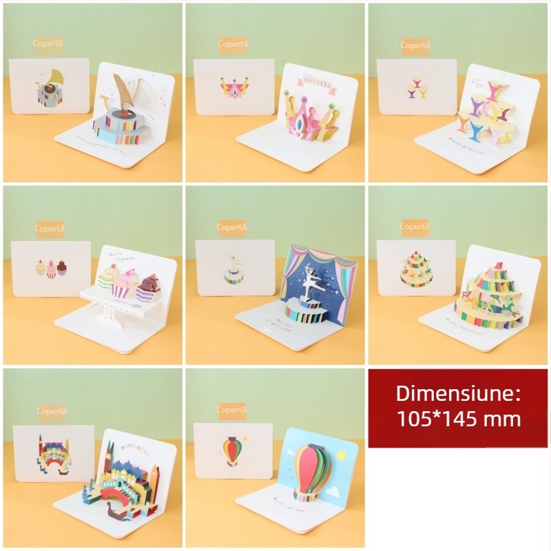 Desene animate drăguț creativ tridimensional mic card Ziua Copiilor binecuvântare mulțumire pentru ziua de naștere cadou general mic card