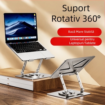 Suport rotativ pentru laptop, vertical, cu ridicare, cu răcire, pliabil, metalic, pentru laptop
