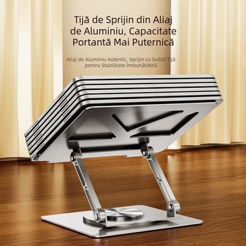 Suport rotativ pentru laptop, vertical, cu ridicare, cu răcire, pliabil, metalic, pentru laptop