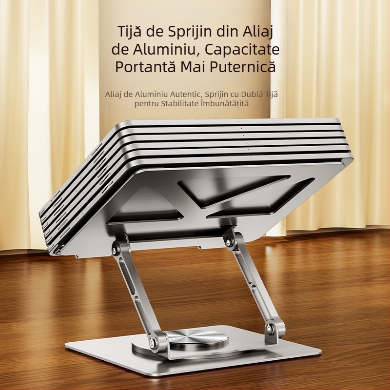 Suport rotativ pentru laptop, vertical, cu ridicare, cu răcire, pliabil, metalic, pentru laptop