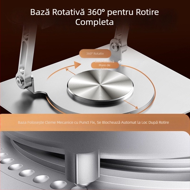 Suport rotativ pentru laptop, vertical, cu ridicare, cu răcire, pliabil, metalic, pentru laptop