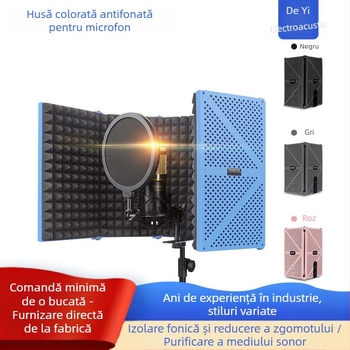 Microfon cu condensator karaoke live, izolație fonică din bumbac, absorbție fonică din bumbac, en-gros, placă de izolare fonică pentru microfon, ecran rezistent la vânt, capac izolator fonic cu cinci uși
