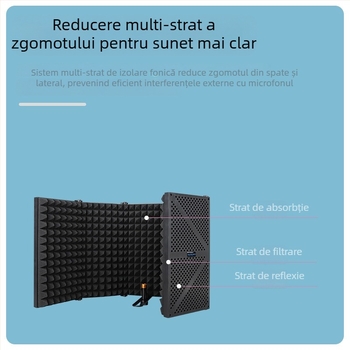 Microfon cu condensator karaoke live, izolație fonică din bumbac, absorbție fonică din bumbac, en-gros, placă de izolare fonică pentru microfon, ecran rezistent la vânt, capac izolator fonic cu cinci uși