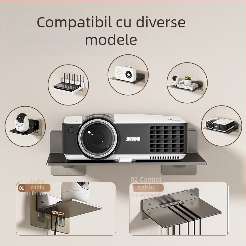 Suport de cameră montat pe perete, suport multifuncțional pentru set-top box, suport pentru proiector, rack de depozitare pentru router fără perforații