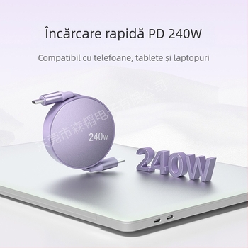 Explozii comerciale externe Cablu de încărcare super rapid de 240W, cablu de date retractabil, interfață dublă de tip C, cadouri