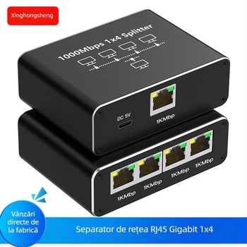 Splitter de rețea Gigabit, partajator de rețea de la 1 la 4, porturi de rețea de la 1 la 4, switch-ul divizorului de cablu de rețea RJ45